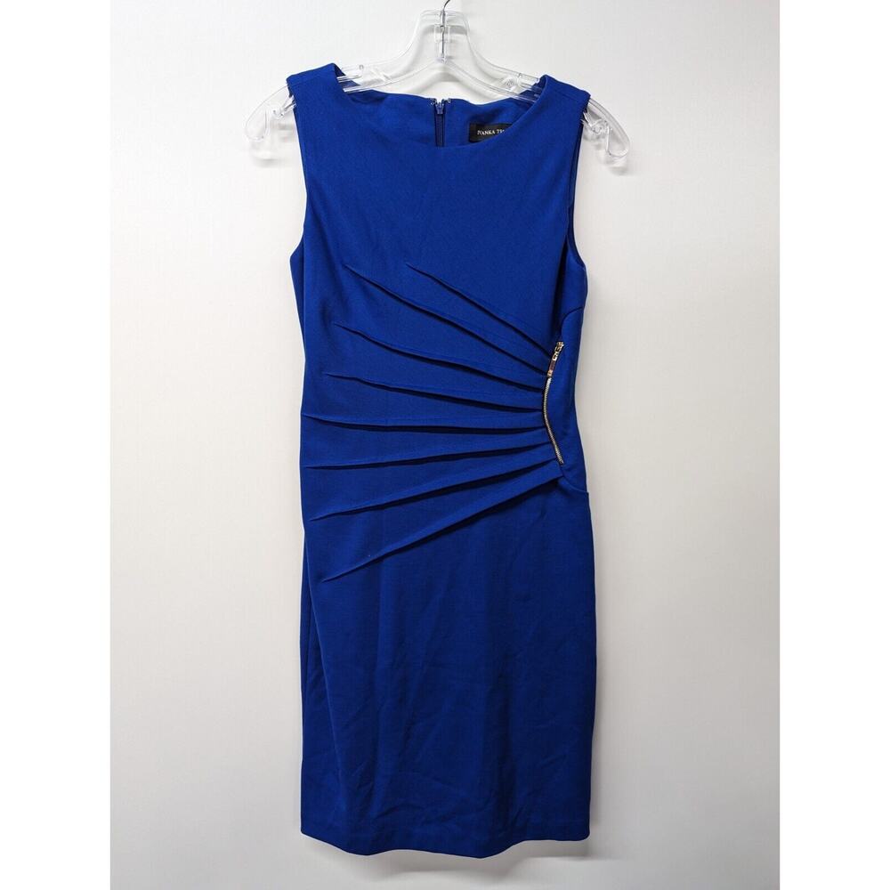 IVANKA TRUMP Women's Dress Sleeveless Pleated Zipper Royal Blue Size 2
